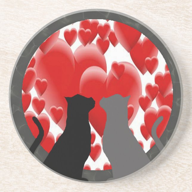 Valentine Kätzchen Getränkeuntersetzer (Vorne)