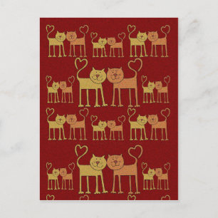 Valentine Katzen in Liebe Gramm Textur Postkarte