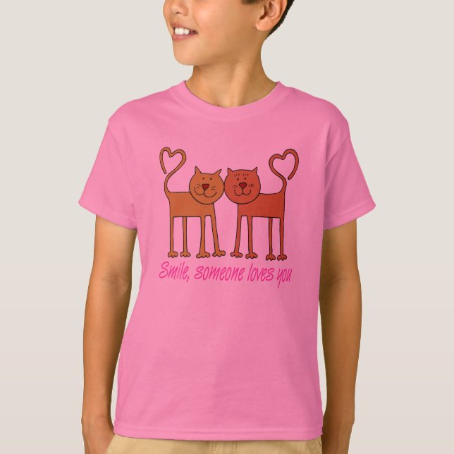 Valentine Katzen in Liebe T - Shirt (Vorderseite)