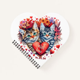 Valentine Katzen mit Herz Notizbuch