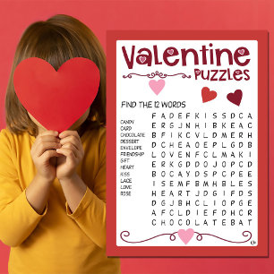 Valentine Kids Puzzles Aktivität Karte