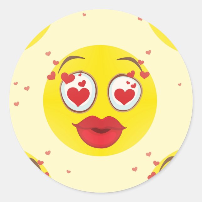 Valentine kiss Emoji Runder Aufkleber (Vorderseite)