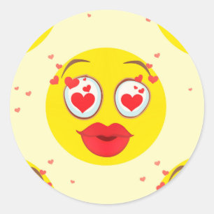 Valentine kiss Emoji Runder Aufkleber