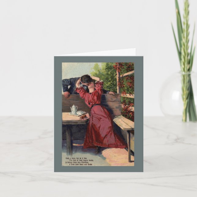 Valentine Kiss Vintag Card Feiertagskarte (Vorderseite)