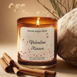 Valentine Kisses Candle –  Modern Love Label Quadratischer Aufkleber