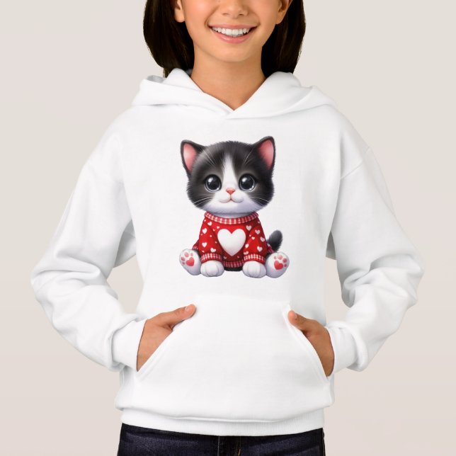 Valentine Kitten Hoodie (Vorderseite)