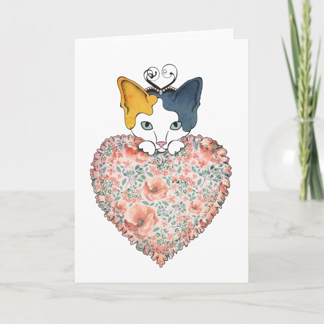 Valentine Kitty Card Feiertagskarte (Vorderseite)