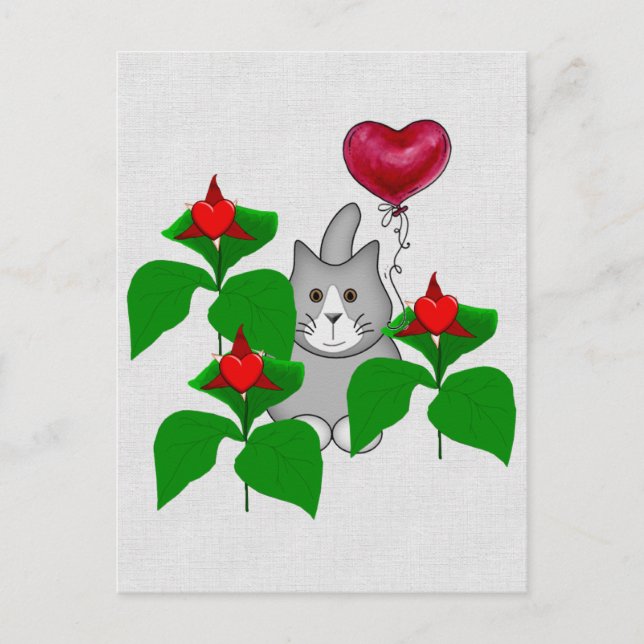 Valentine Kitty Cat Feiertagspostkarte (Vorderseite)