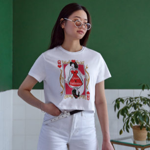 Valentine-Königin T-Shirt mit Spielkartenmotiv