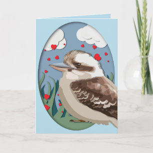Valentine Kookaburra Liebe Australian Bird Hearts Feiertagskarte