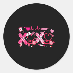 Valentine Krankenschwester Xoxo Stethoskop Rn Pct Runder Aufkleber