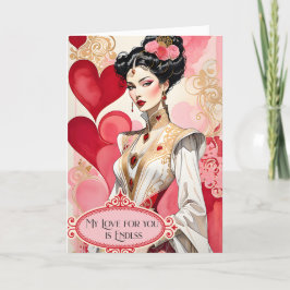 Valentine Lady in elegantem Weiß und Rot Gown Ankündigung