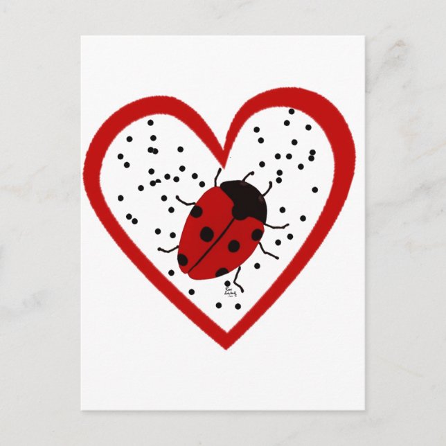 Valentine Ladybug Feiertagspostkarte (Vorderseite)
