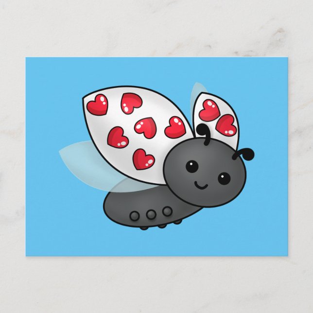 Valentine Ladybug Postkarte (Vorderseite)