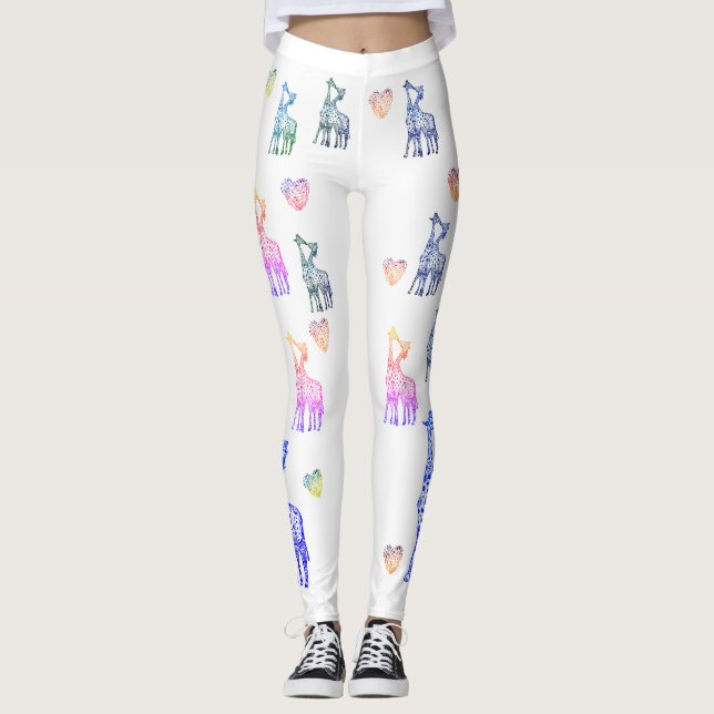 Valentine Leggings, Giraffes Kiss Leggings (Vorderseite)