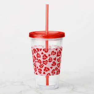 Valentine Leopard Muster in Rot Acryltrinkbecher