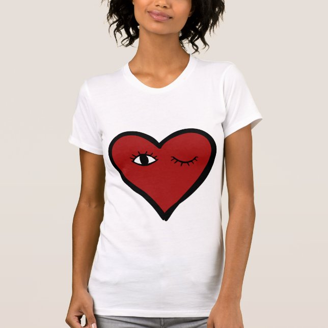 Valentine Liebe Eyes Herzkampfhemd T-Shirt (Vorderseite)