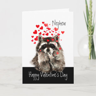 Valentine Liebe Fun Raccoon Kisses Nephew Feiertagskarte