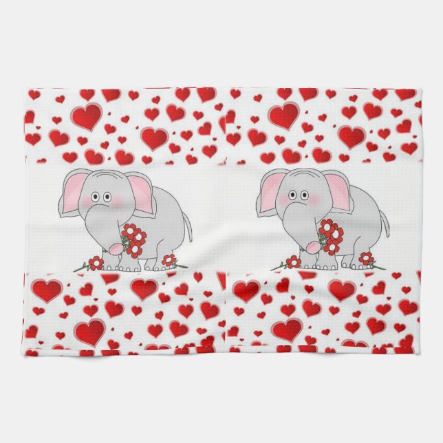 Valentine Liebe Handtuch Handtuch Elephant (Horizontal)