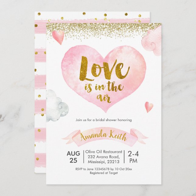 Valentine Liebe ist in der Luft Brautparty Einladung (Vorne/Hinten)