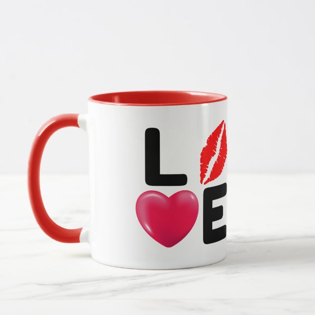 Valentine LIEBE Kiss und Herz Tasse (Links)