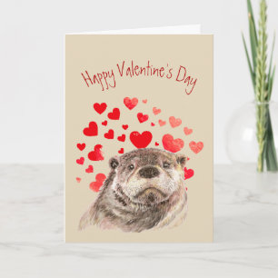 Valentine Liebe my Heart Niedlich Otter Animal Feiertagskarte