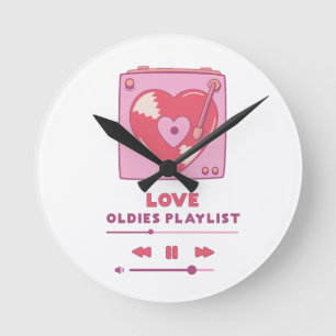 Valentine Liebe Oldies Playlist Runde Wanduhr