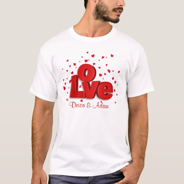 Valentine LIEBE Personalisierter T - Shirt (Vorderseite)