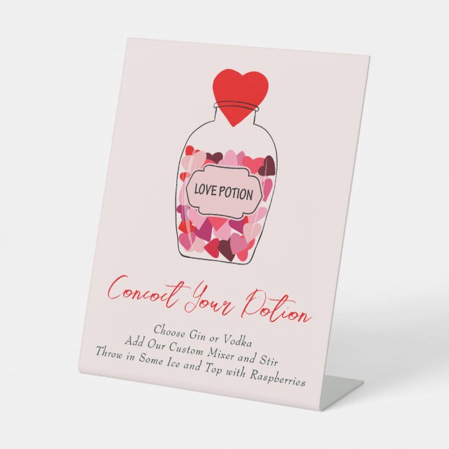 Valentine Liebe Potion Bar Wedding Brautparty Sockelschild (Vorderseite)