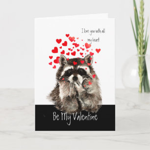 Valentine-Liebe-Spaßraccoon-durchbrennenküsse Feiertagskarte