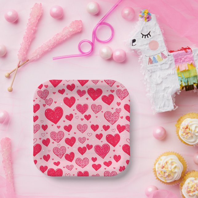 Valentine Liebe-Valentine-Herzen Pappteller (Party)