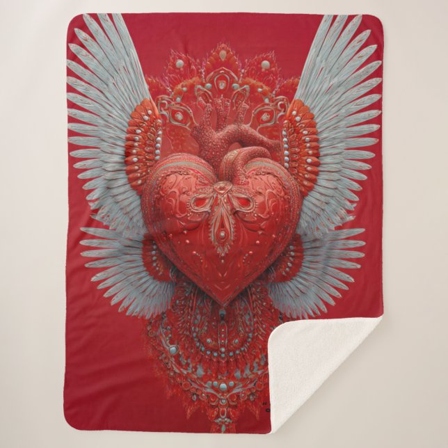 "Valentine Liebesflügel" Sherpadecke (Vorderseite)
