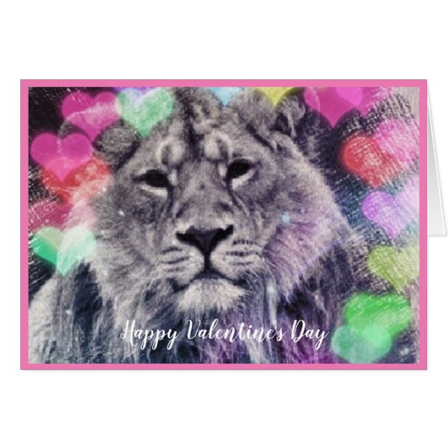 Valentine Lion Heart Bokeh Digitale Kunst Zeichnen (Vorderseite (Horizontal))