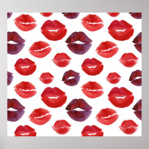 Valentine Lipstick, Aquarellfarbe Nahtlose Drucke. Poster