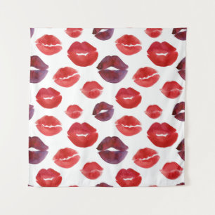Valentine Lipstick, Aquarellfarbe Nahtlose Drucke. Wandteppich