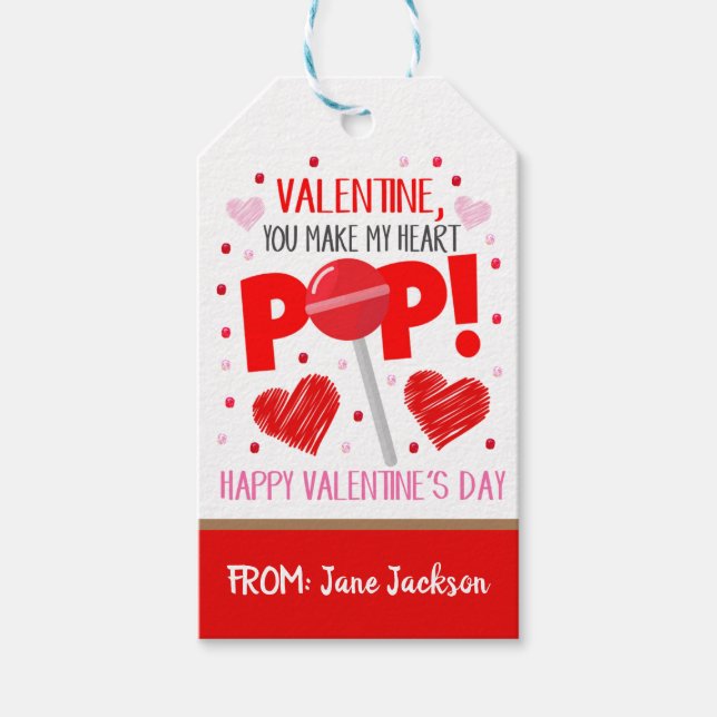 Valentine Lollipop Geschenktag Geschenkanhänger (Vorderseite)