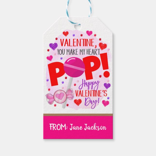 Valentine Lollipop Gift Tags Geschenkanhänger (Vorderseite)