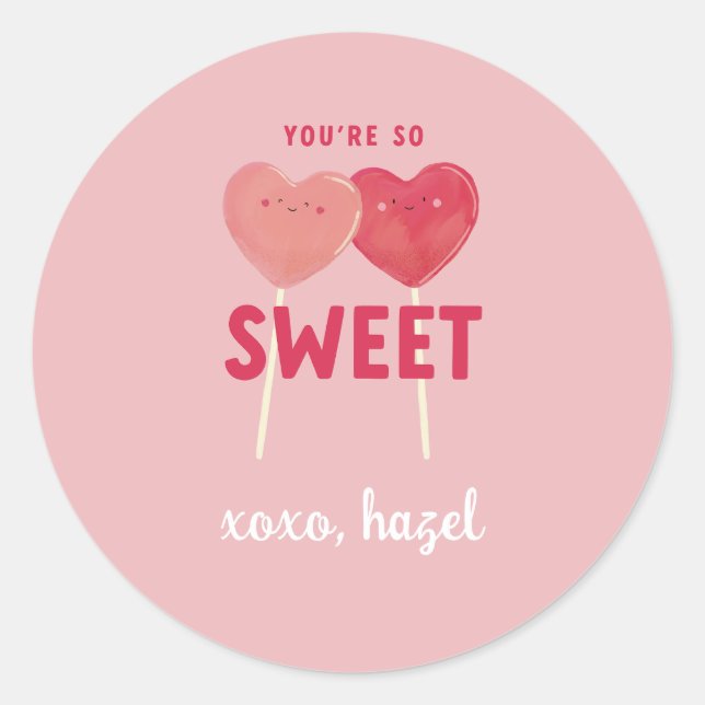 Valentine Lollipop-Sticker personalisieren Runder Aufkleber (Vorderseite)