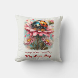 Valentine Love Bug on Blossoms Rose Kissen