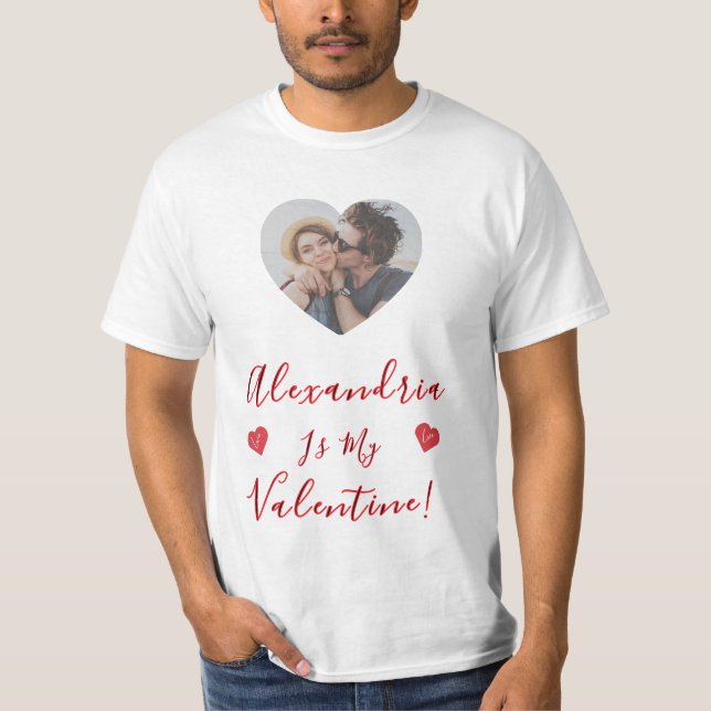 Valentine  Love Custom Photo & Name T-Shirt (Vorderseite)
