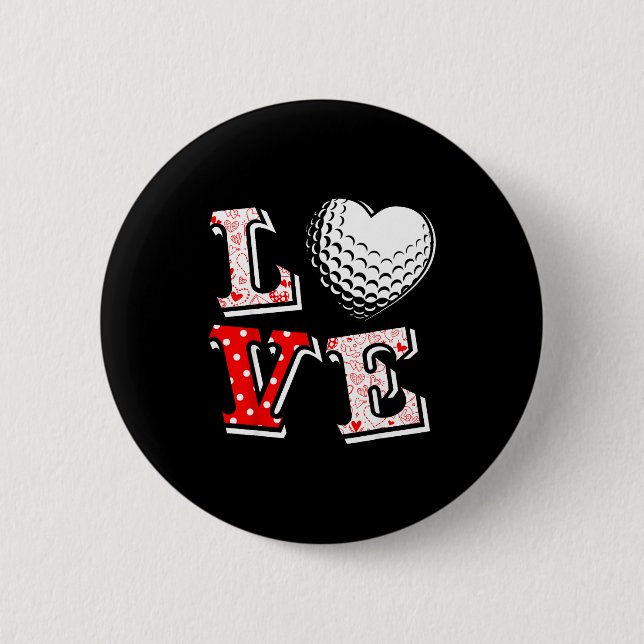 Valentine Love Golf Heart Valentine Day Women Men  Button (Vorderseite)