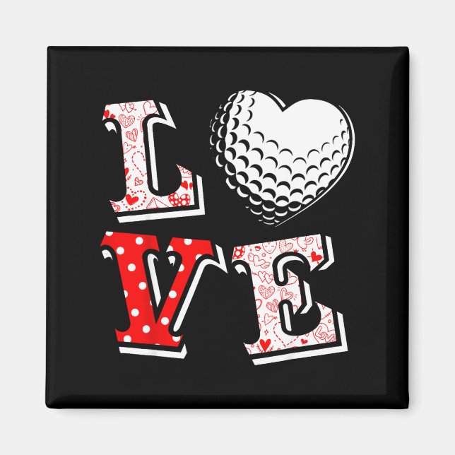 Valentine Love Golf Heart Valentine Day Women Men  Magnet (Vorne)