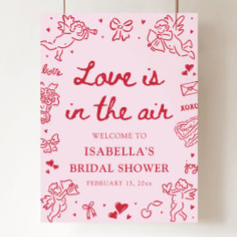 Valentine Love is in the Air Bridal Shower Welcome Poster