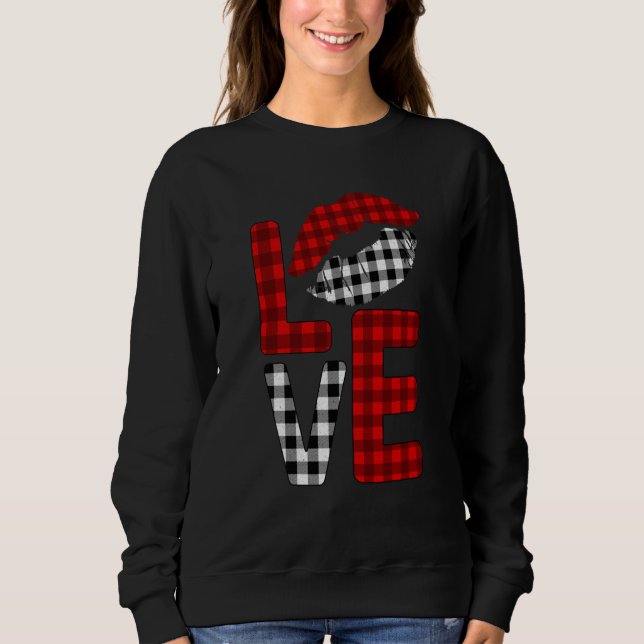 Valentine Love Lips Striped Plaid Sweatshirt (Vorderseite)