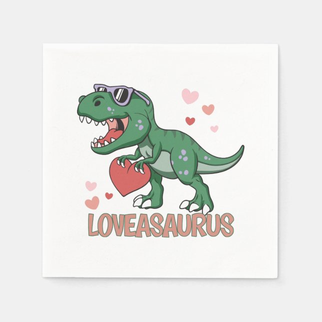 Valentine Loveasaurus Serviette (Vorderseite)