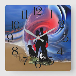 Valentine Lovers Quadratische Wanduhr