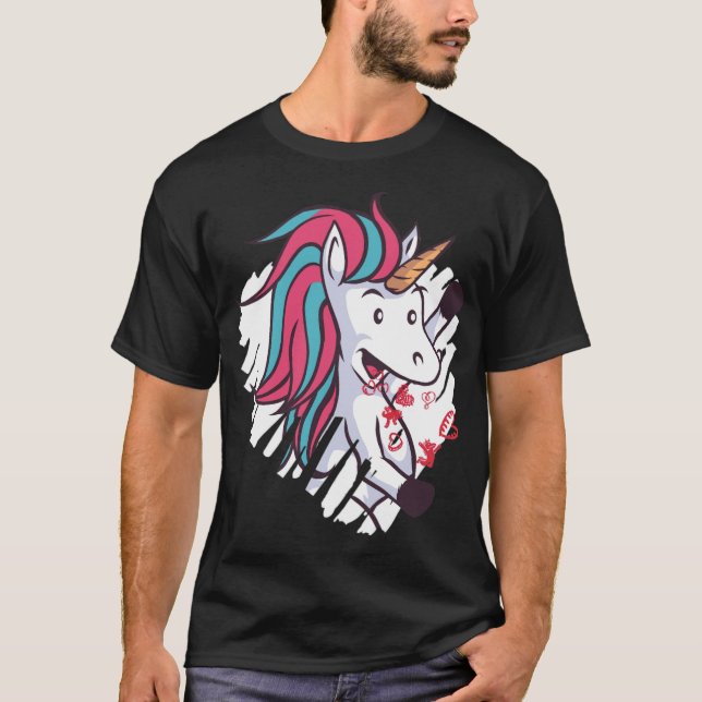 Valentine lustige Einhornveranstaltungen Tasse T-Shirt (Vorderseite)