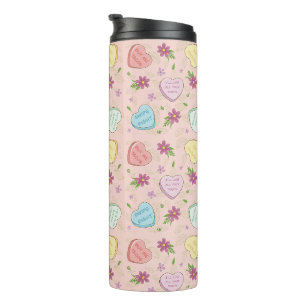 Valentine Lustiger Sprüche Candy Hearts Pattern Thermosbecher