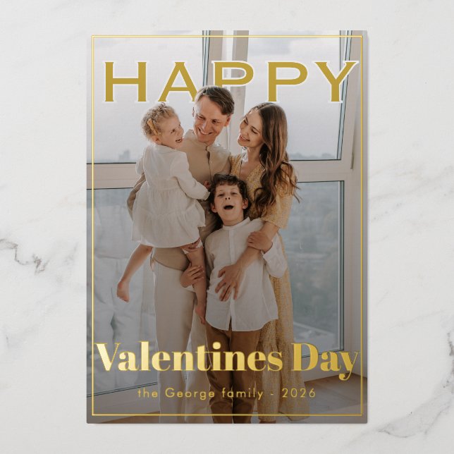 Valentine Magic Modern PhotoPop Folien Feiertagskarte (Vorderseite)