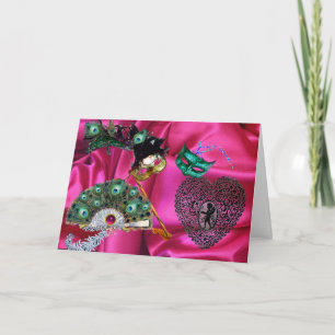 VALENTINE MASQUERADE MASKS, PEACOCK FAN, LACE HERZ FEIERTAGSKARTE